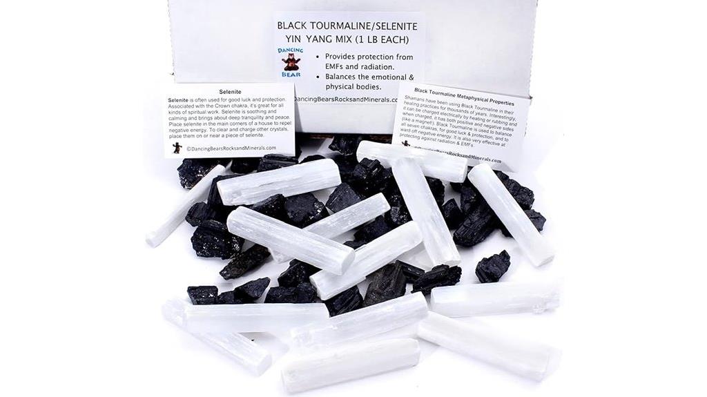 black tourmaline and selenite crystals