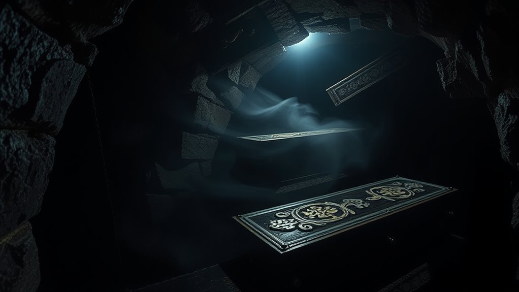 coffins mysteriously shifted vertically