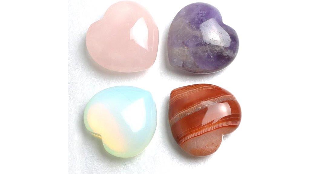 healing crystal heart set