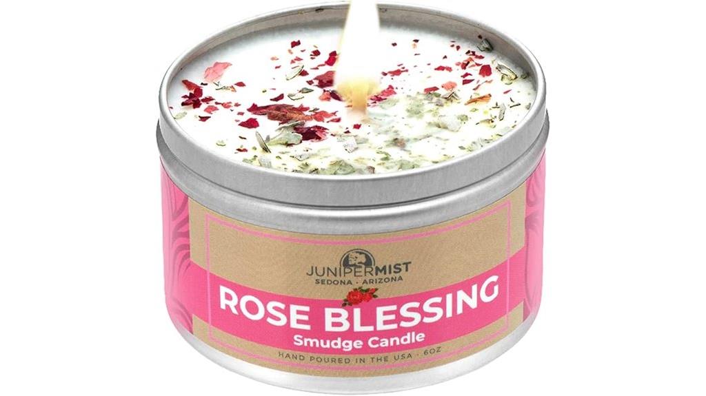 rose smudge candle for meditation