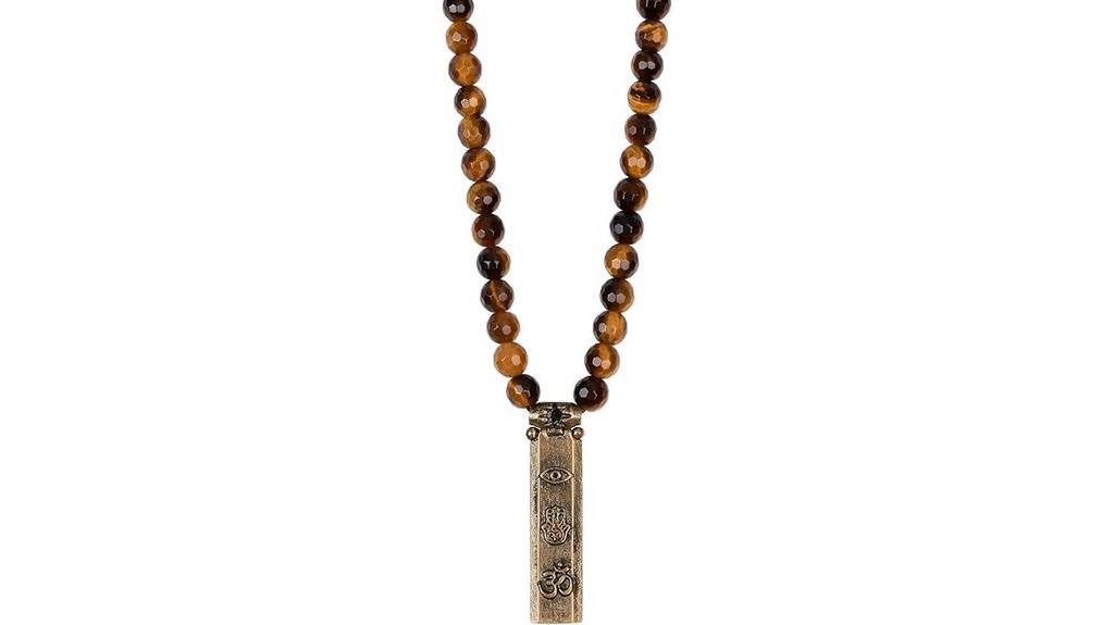 tiger s eye onyx bronze necklace