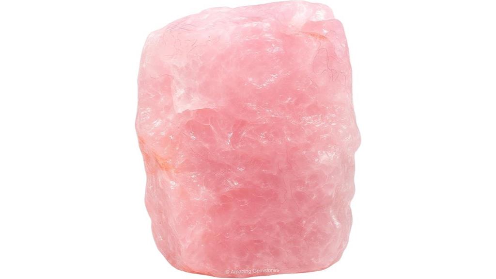 two raw rose quartz crystals