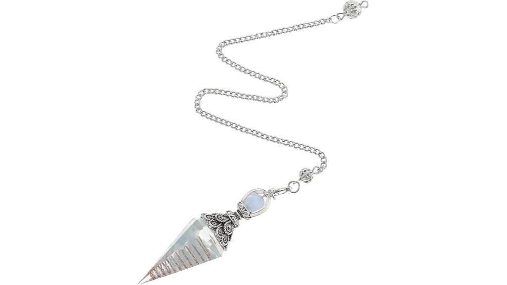 aquamarine hexagonal crystal pendulum