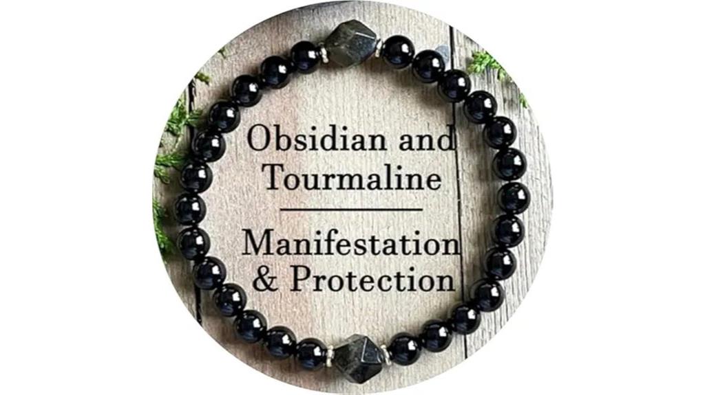 black obsidian tourmaline bracelet