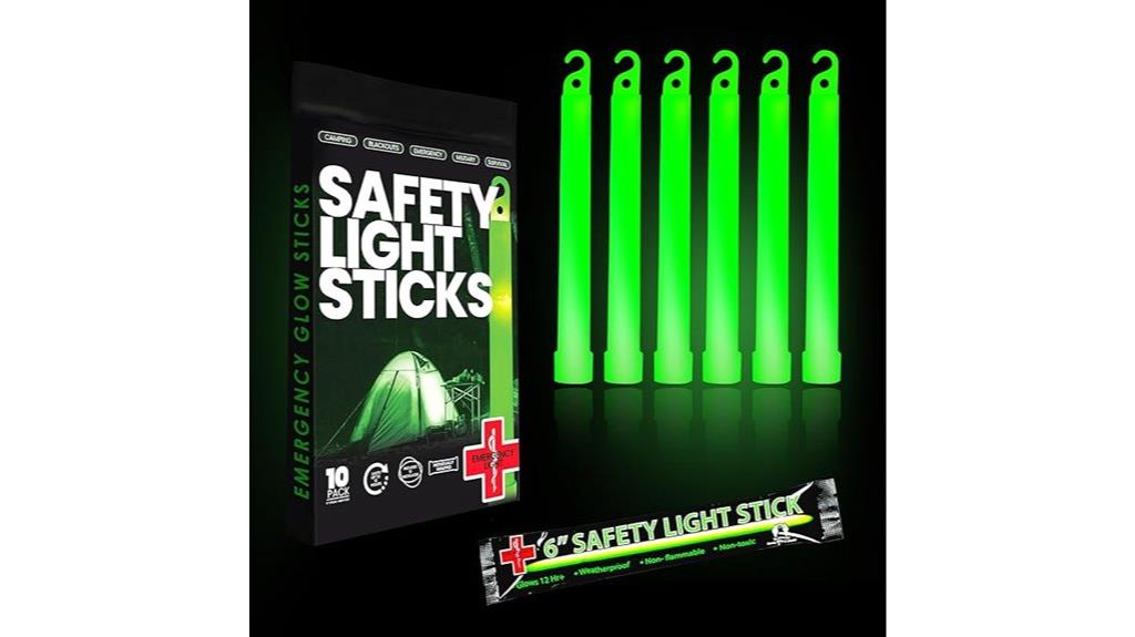 bright green emergency glow sticks
