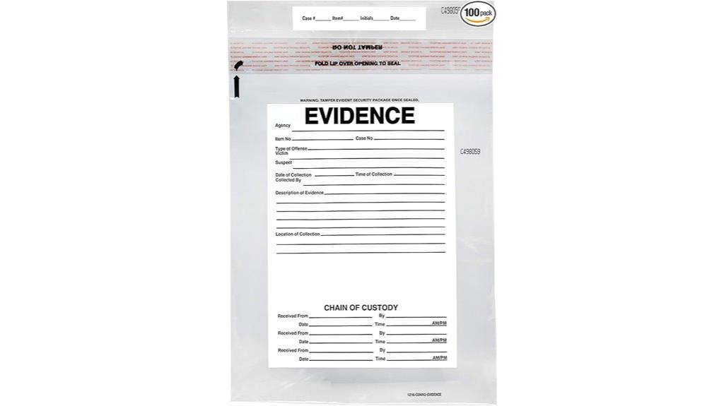 bulk 100 transparent evidence bags