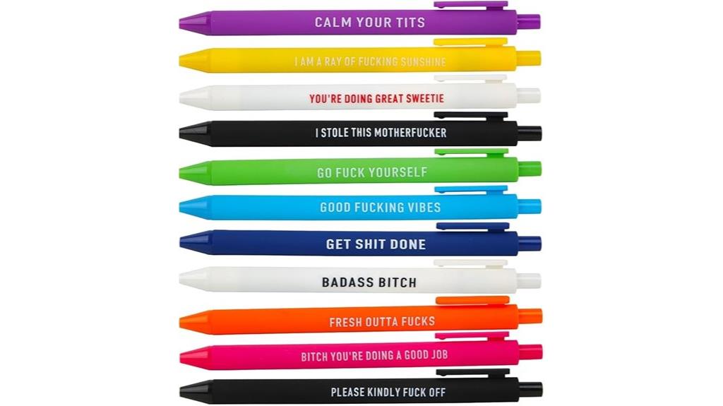 colorful snarky pen set