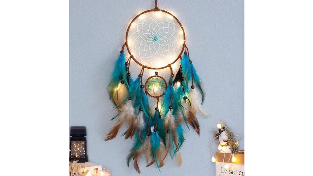 feathered dream catcher lights
