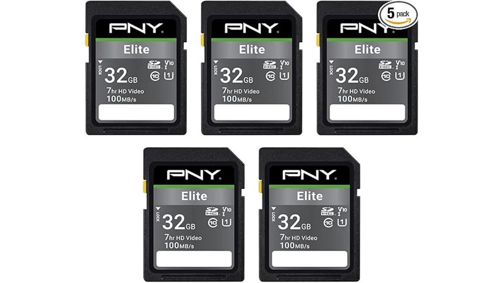 five 32gb sdhc cards