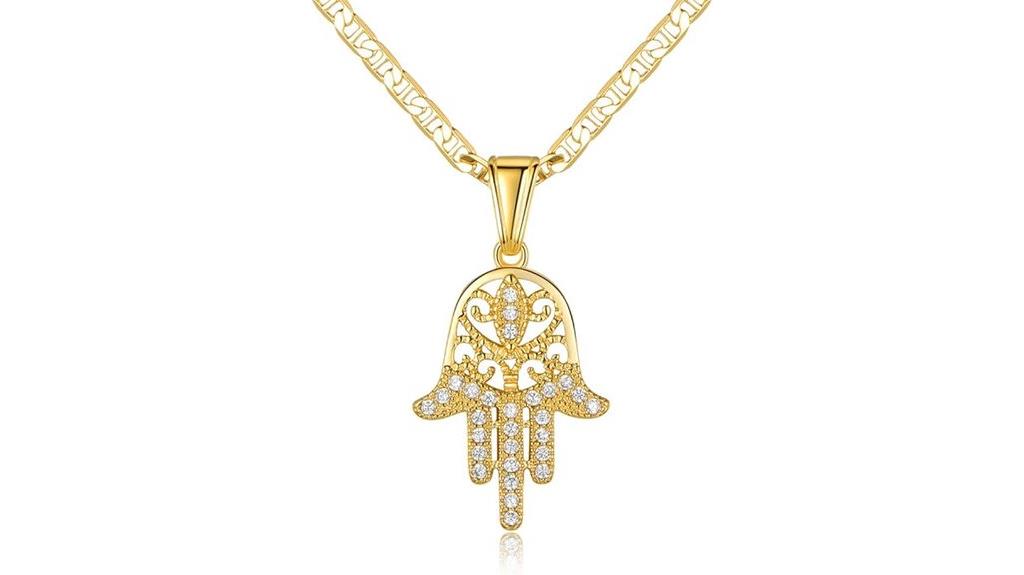gold plated hamsa necklace