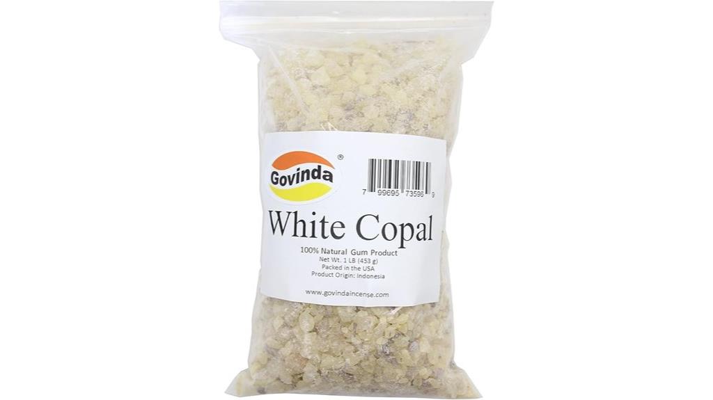 govinda white copal incense