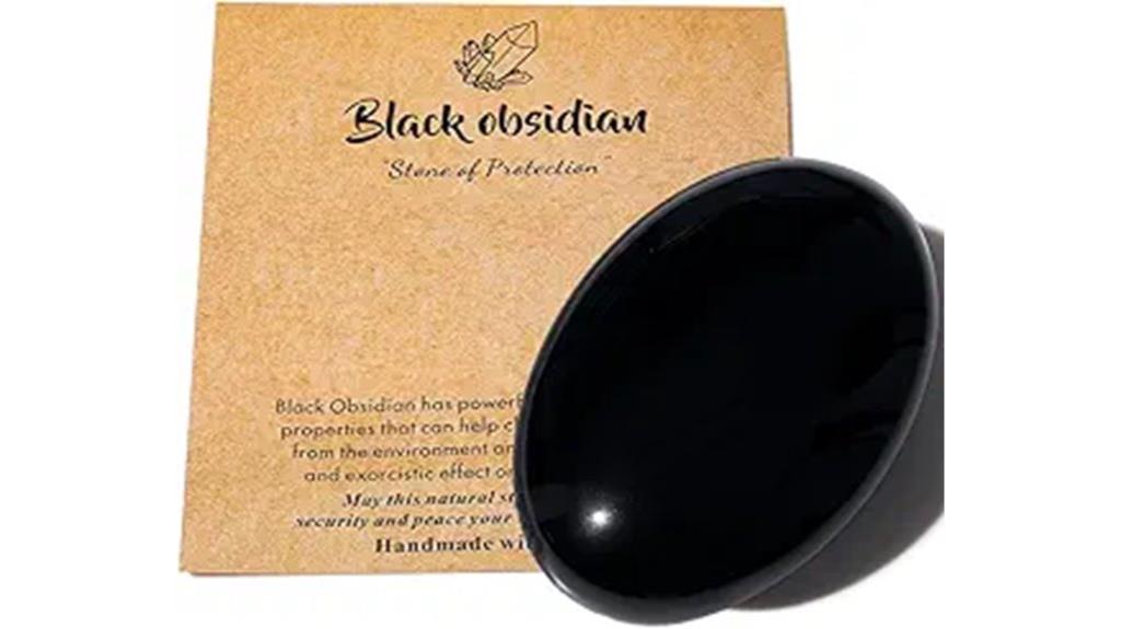 large black obsidian palm stone