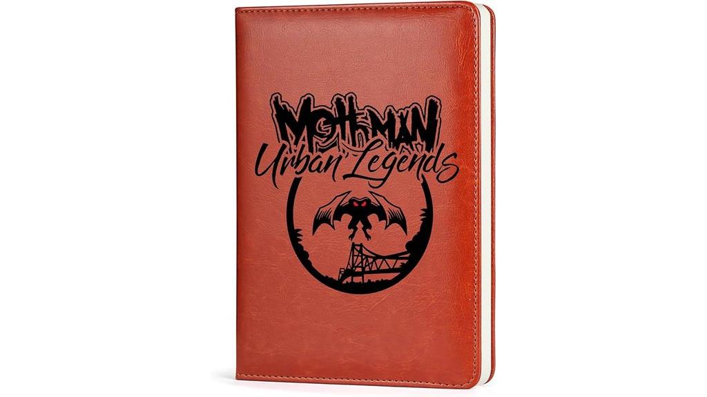mothman themed leather notebook