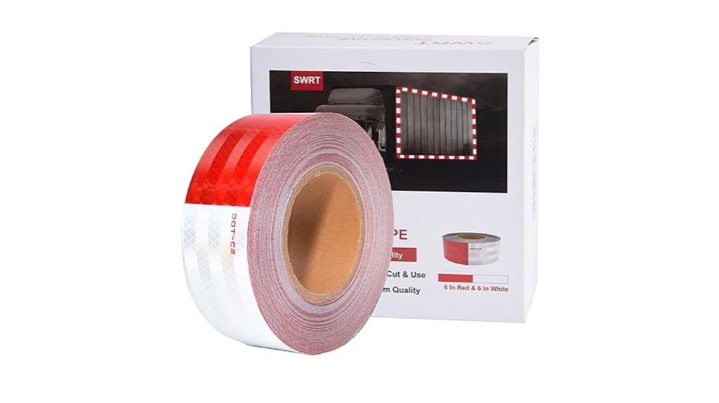 red and white reflective tape