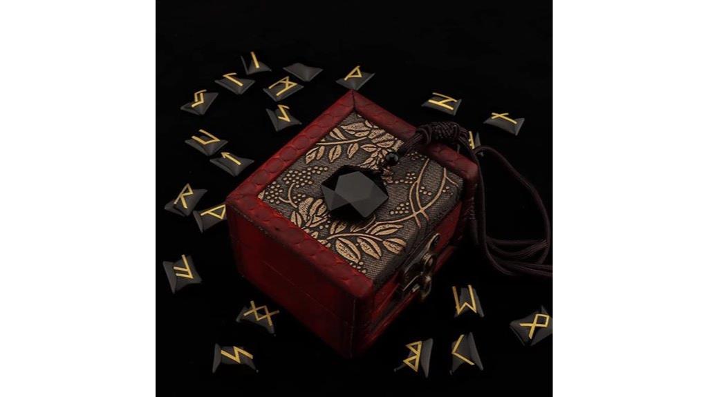 rune set with wooden box