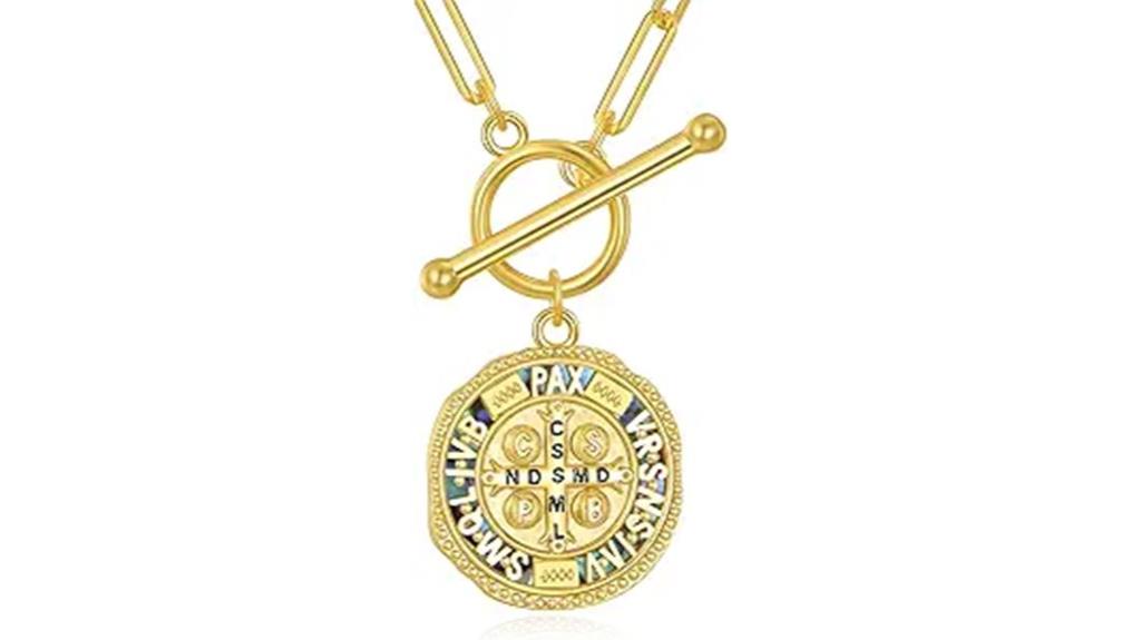 saint benedict silver necklace