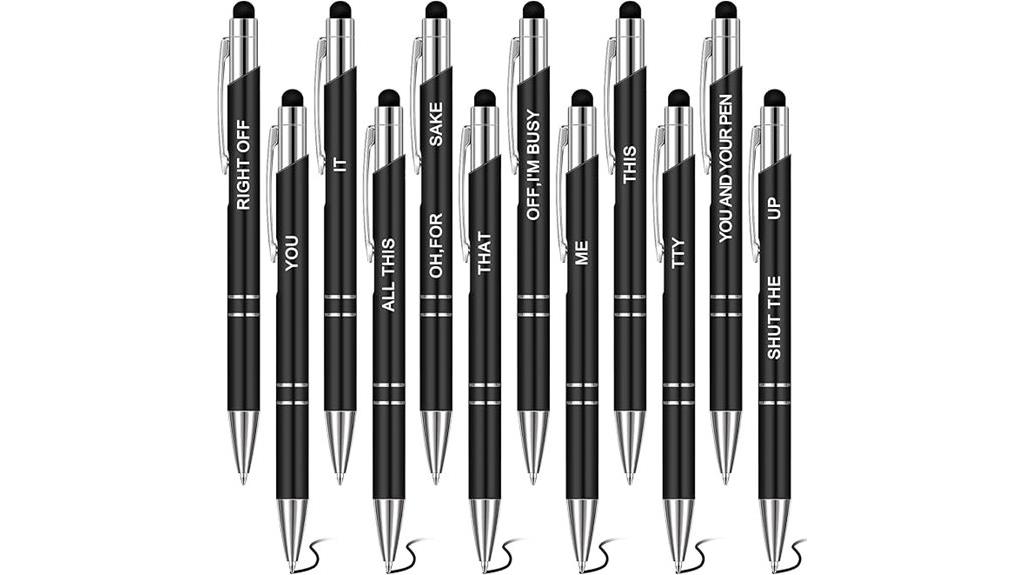 set of twelve humorous pens