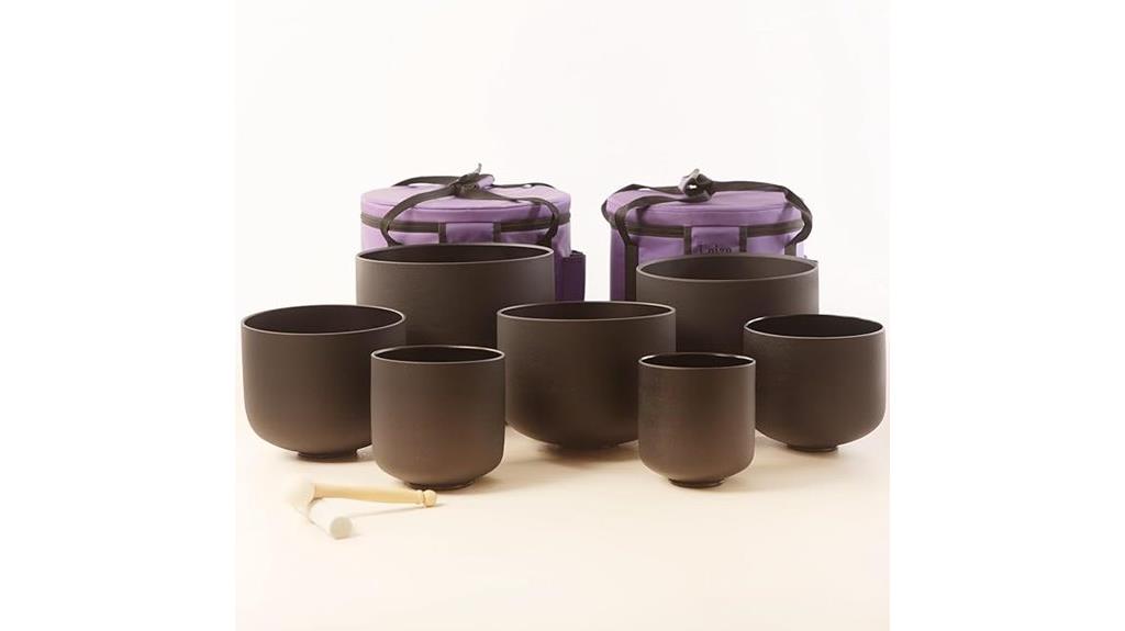 seven quartz singing bowls