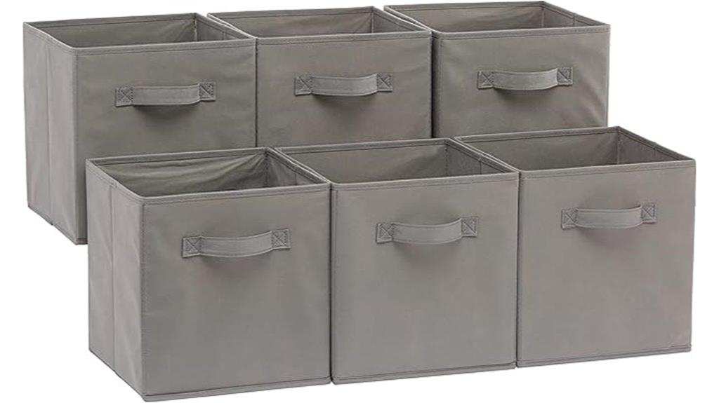six collapsible fabric storage cubes