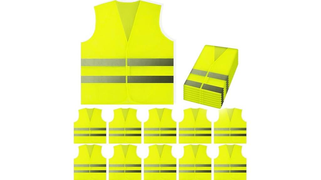 ten safety vests pack