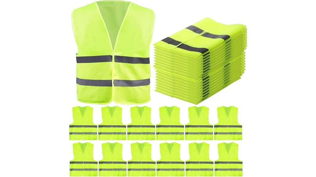 twelve reflective safety vests