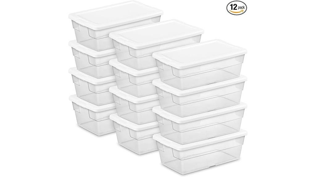 twelve sterilite storage boxes