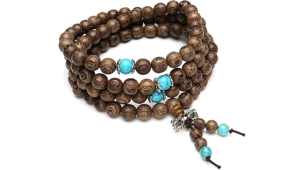 wooden mala jewelry set