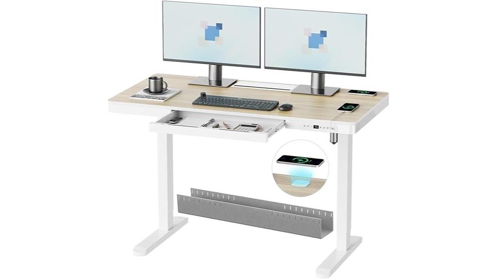 adjustable desk with storage