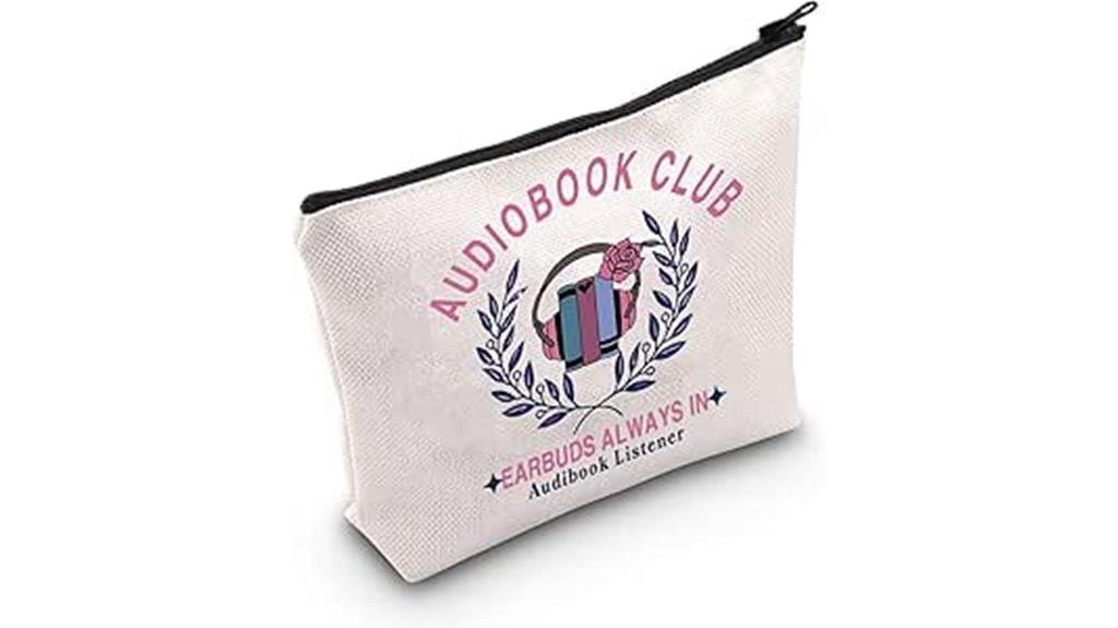 audiobook lover makeup bag