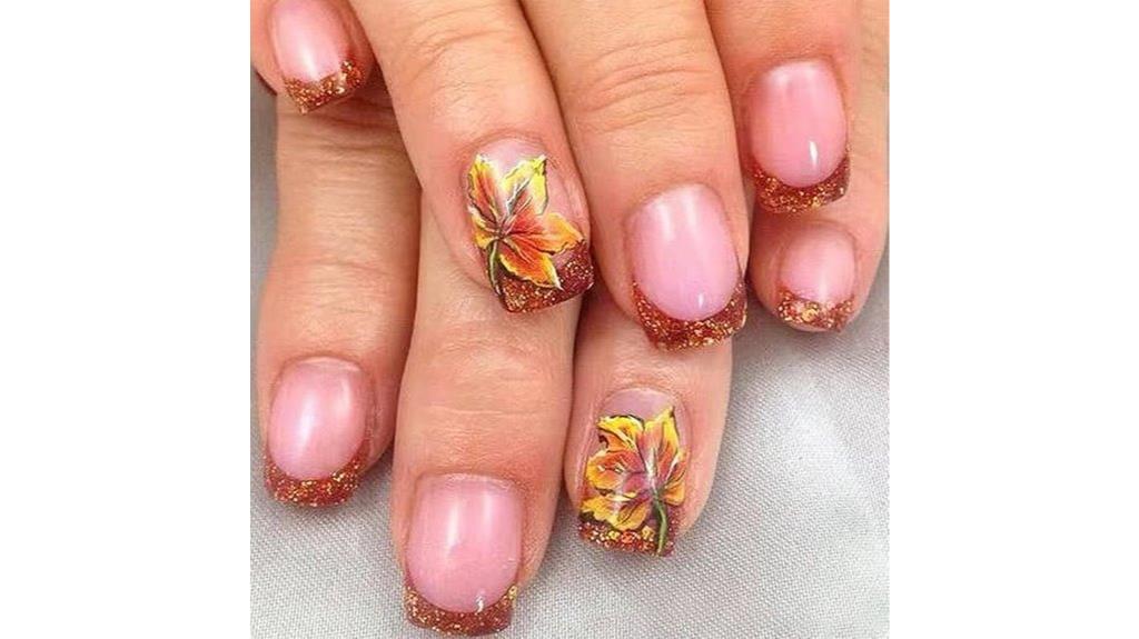 autumn glitter maple nails