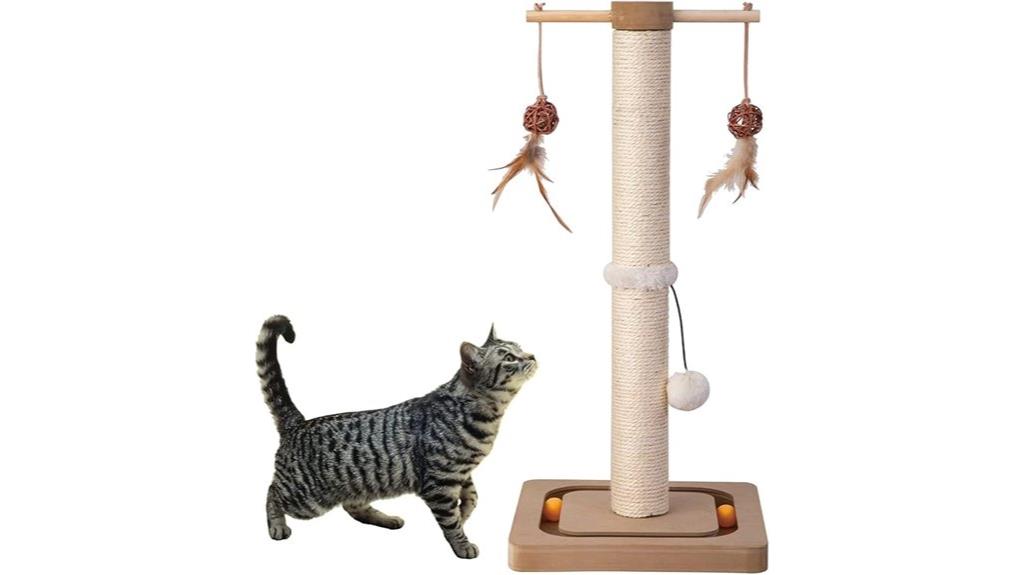 beige cat scratching post