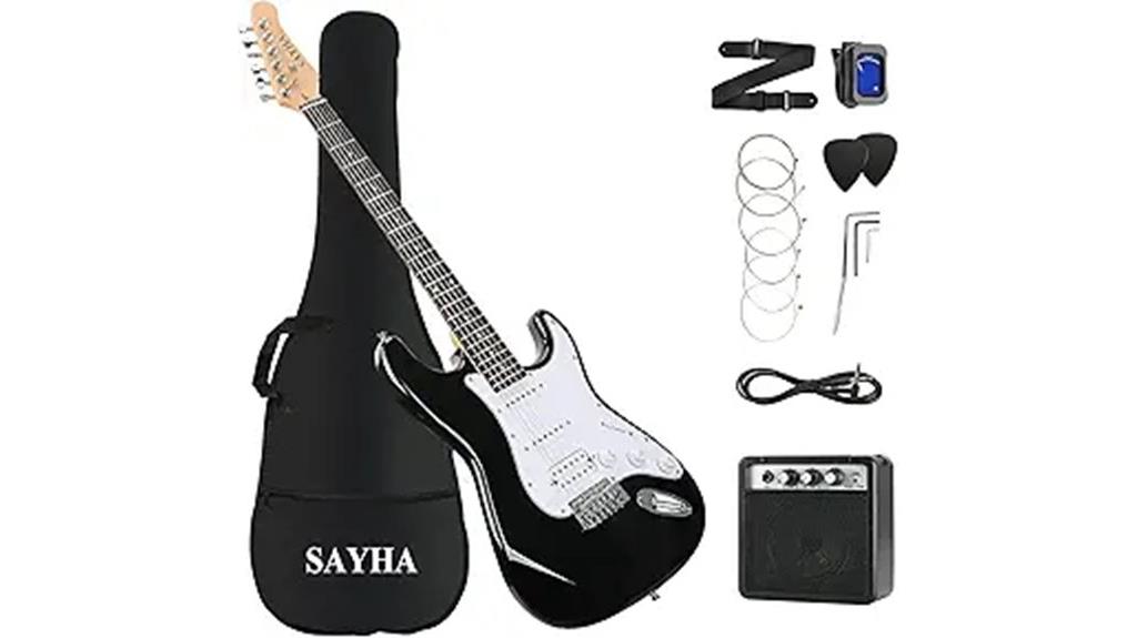 black electric guitar set