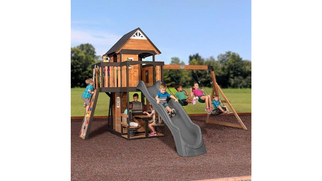 cedar playset with slide