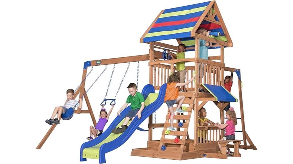 cedar swing set with slide