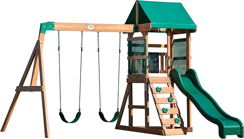 cedar wood backyard swing set