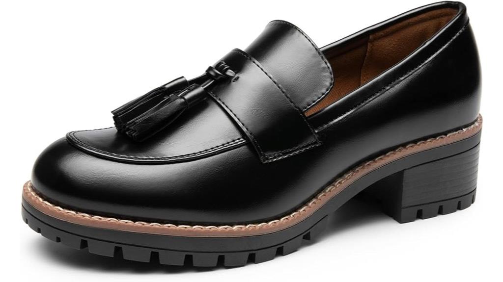 chunky penny heel loafers