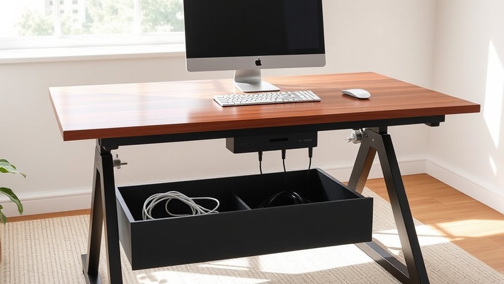 clutter free adjustable desk