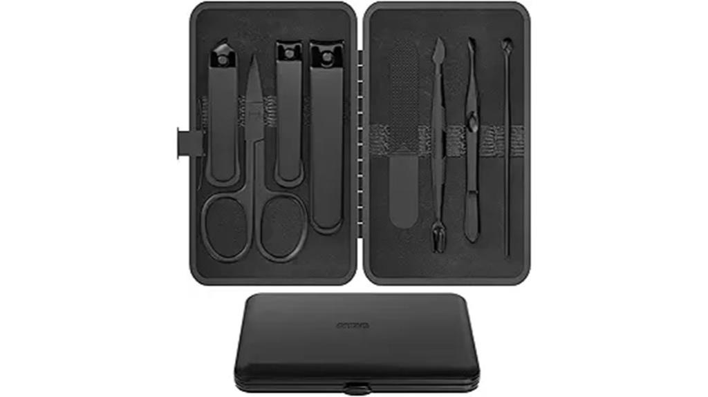 compact stainless steel grooming set