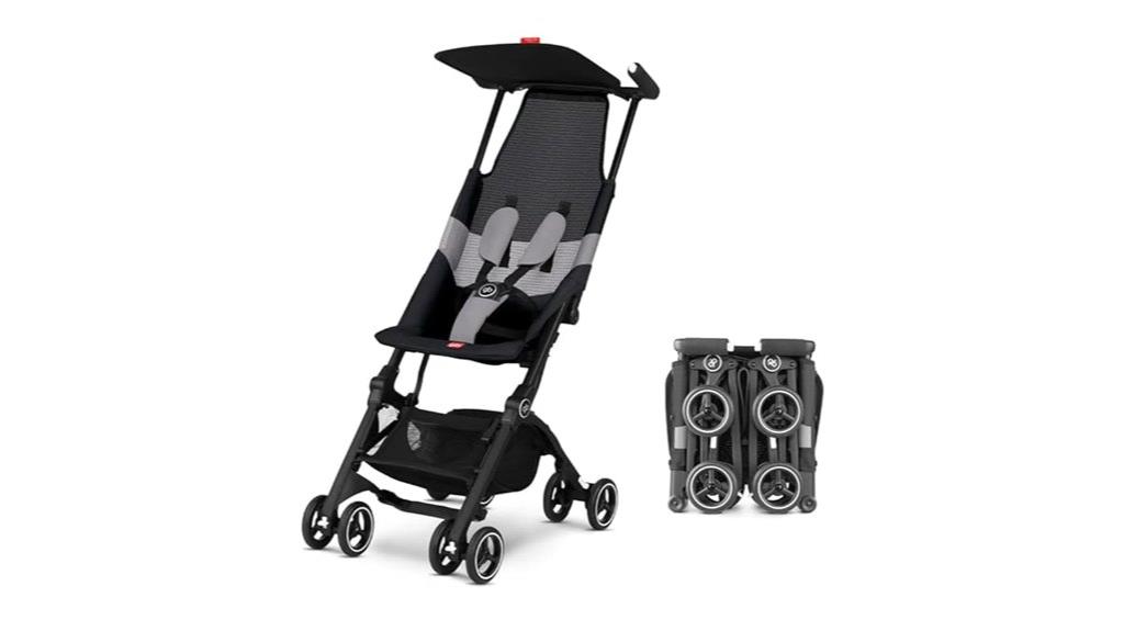 compact velvet black stroller