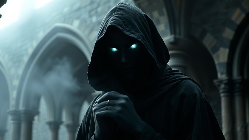 dark cloaked mysterious figure