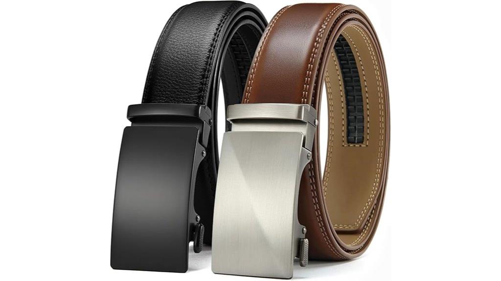 dual leather ratchet belts