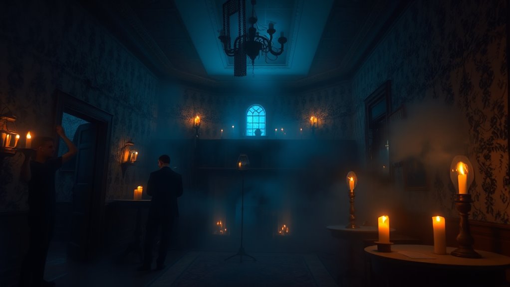 eerie lighting and sounds