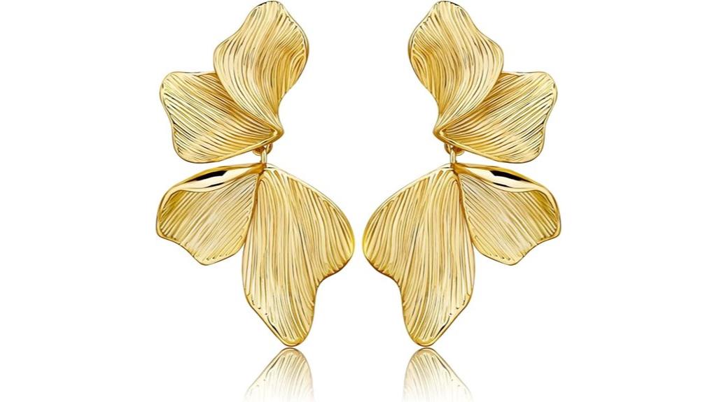 elegant gold flower earrings