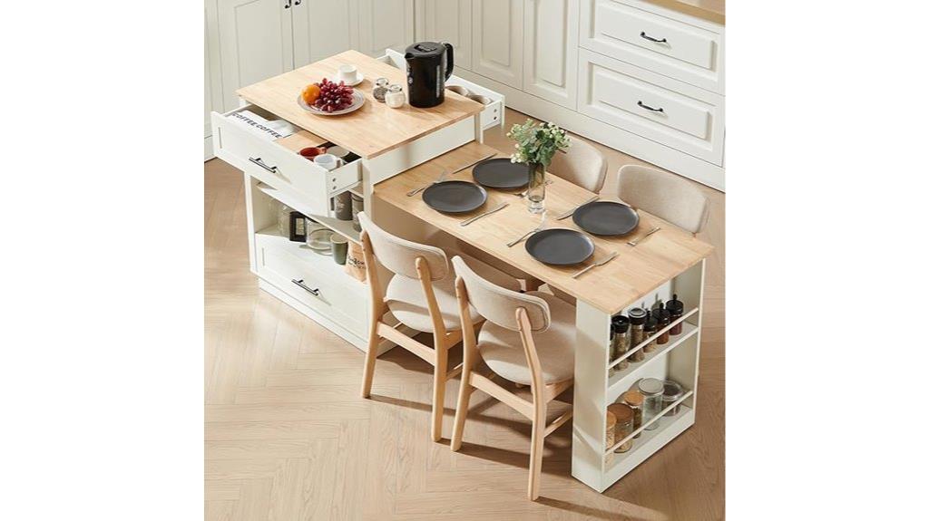 extendable kitchen island storage