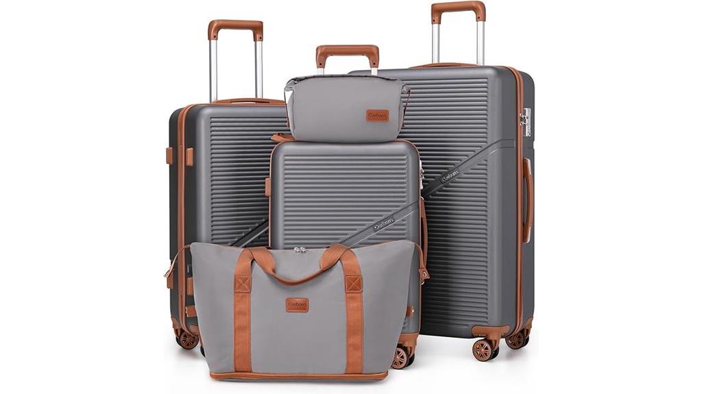 five piece spinner luggage set