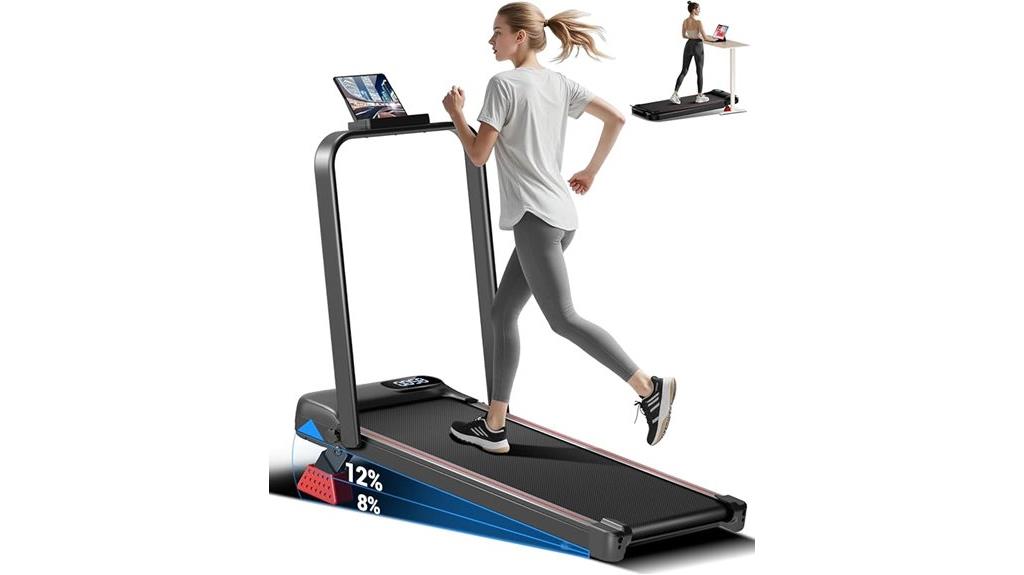 folding treadmill with handle