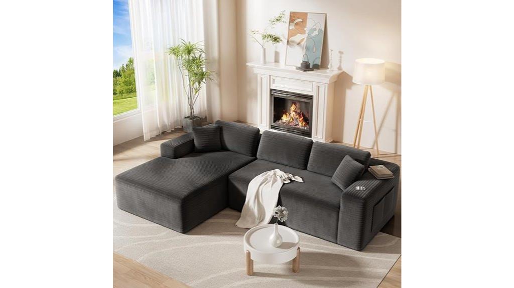 grey 108 inch sectional with storage