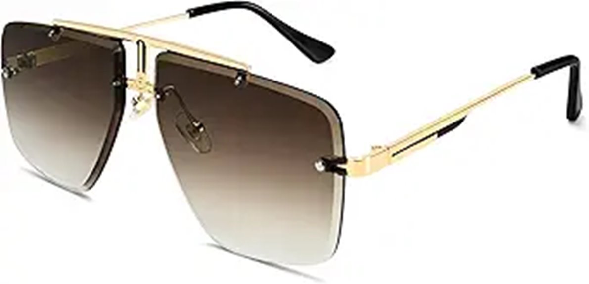 large rimless square sunglasses