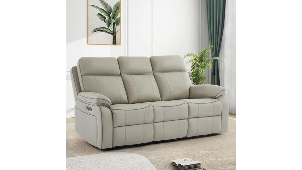 leather reclining sofa with table