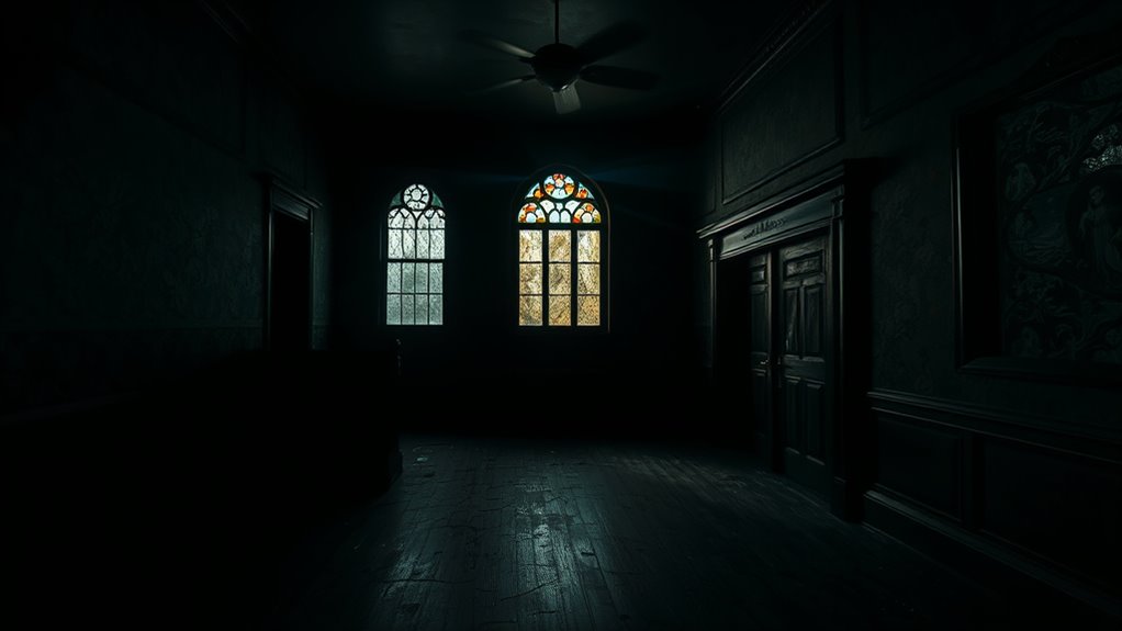 lighting creates eerie shadows